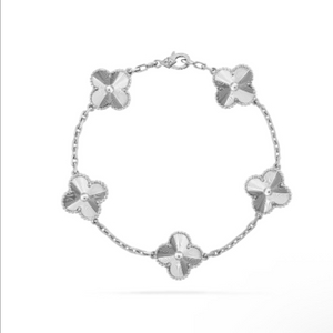 통실버925 클로버 팔찌 반클리프 기요세 빈티지알함브라 브레이슬릿 화이트골드 반클팔찌 이미지