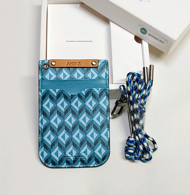 지오지아 카드지갑 목걸이형 블루 새제품 국산 이미지