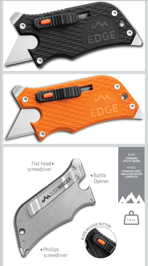 아웃도어 엣지 슬라이드 와인더 멀티툴, 유틸리티 나이프 세트 (새제품) 이미지