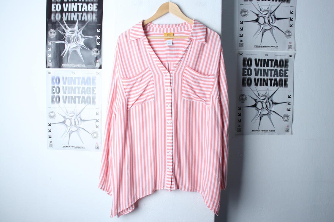 W(F) 브랜드빈티지 셔츠 남방 루즈핏 스트라이프 이미지