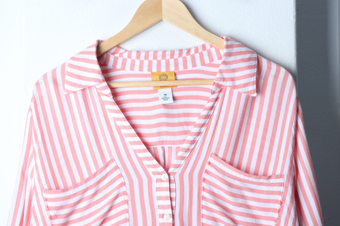 W(F) 브랜드빈티지 셔츠 남방 루즈핏 스트라이프 이미지