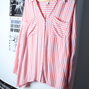 W(F) 브랜드빈티지 셔츠 남방 루즈핏 스트라이프 이미지