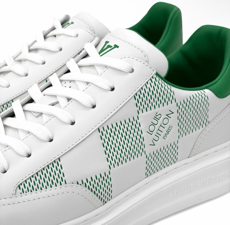 [9] 루이비통 남성 비버리 힐스 다미에 트레이너 스니커즈 화이트 그린 이미지