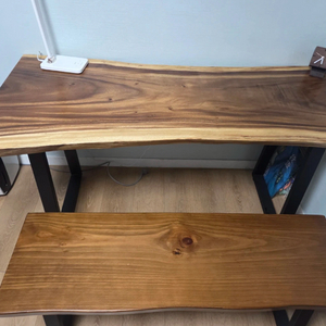 원목슬랩 식탁 벤치세트 이미지