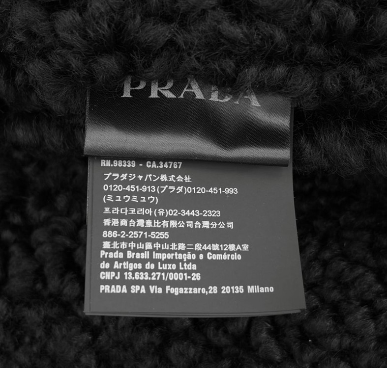 [46] 프라다 남성 삼각로고 시어링 트리밍 레더 봄버 무스탕 자켓 블랙 이미지