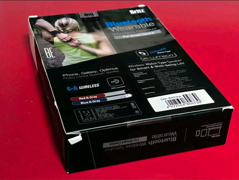 브리츠 손목에착용 웨어러블 블루투스 스피커 레드 미개봉 이미지