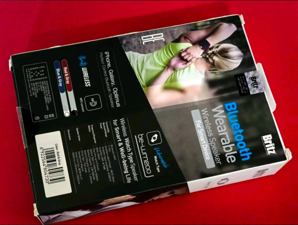 브리츠 손목에착용 웨어러블 블루투스 스피커 레드 미개봉 이미지