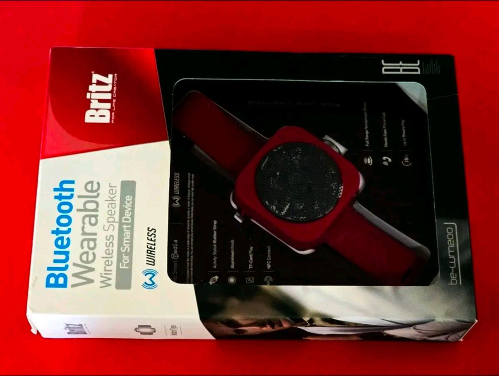 브리츠 손목에착용 웨어러블 블루투스 스피커 레드 미개봉 이미지