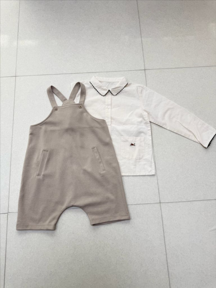 미착용) 슈슈앤크라 셔츠 멜빵바지 4세 이미지