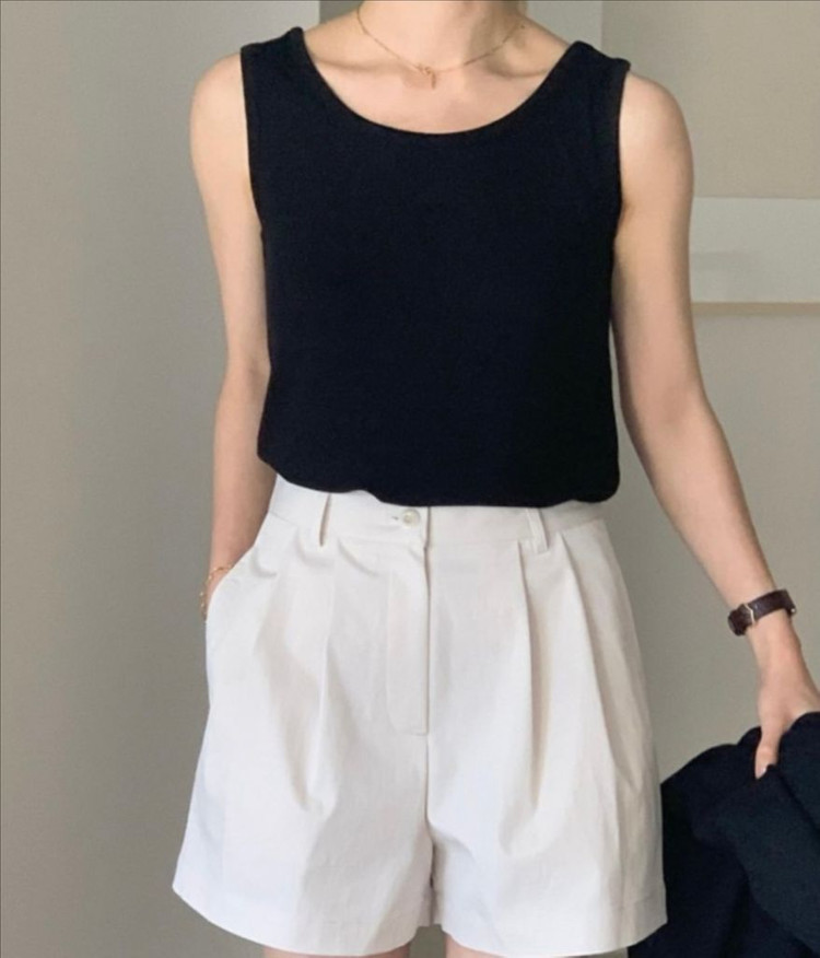 BR 브런치(도매택) 화이트 핀턱 반바지(도리팬츠) S 이미지