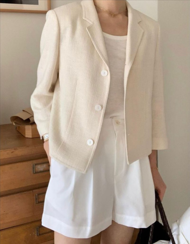 BR 브런치(도매택) 화이트 핀턱 반바지(도리팬츠) S 이미지