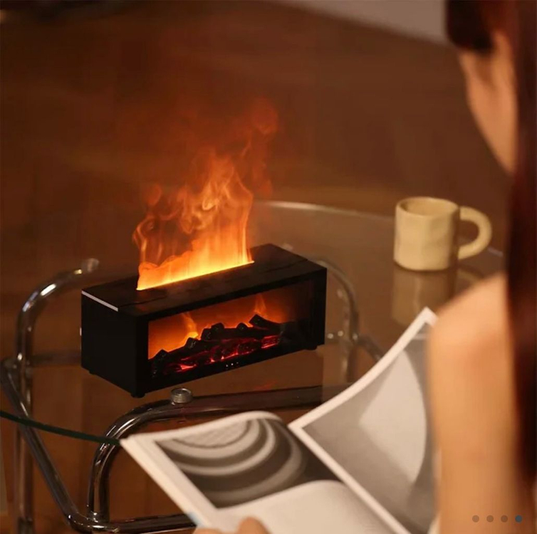 젤센 불멍 벽난로 무드등 초음파 가습기 + 리모컨 블랙 RGB 컬러불꽃조명 판매 이미지