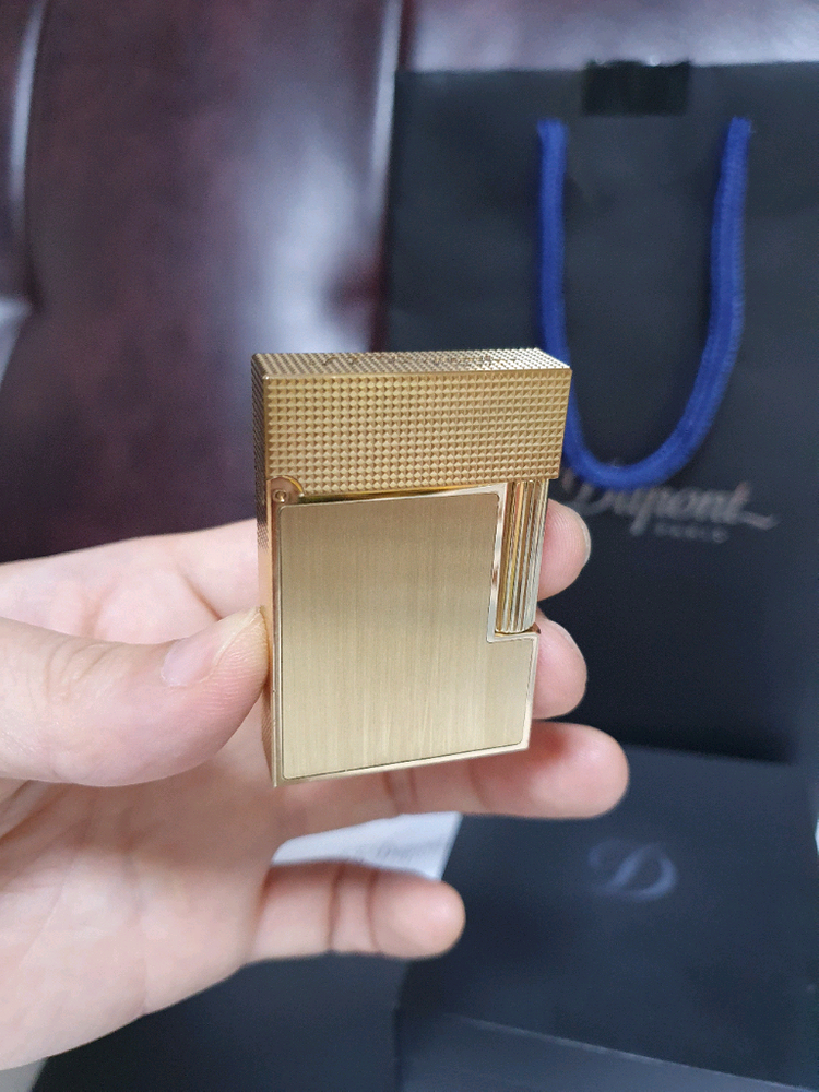 [새상품급,백화점판,풀세트] 듀퐁라이터 뉴 라인2 신형 ca18602PDD 옐로우골드 쌍불 듀퐁 라이타 이미지