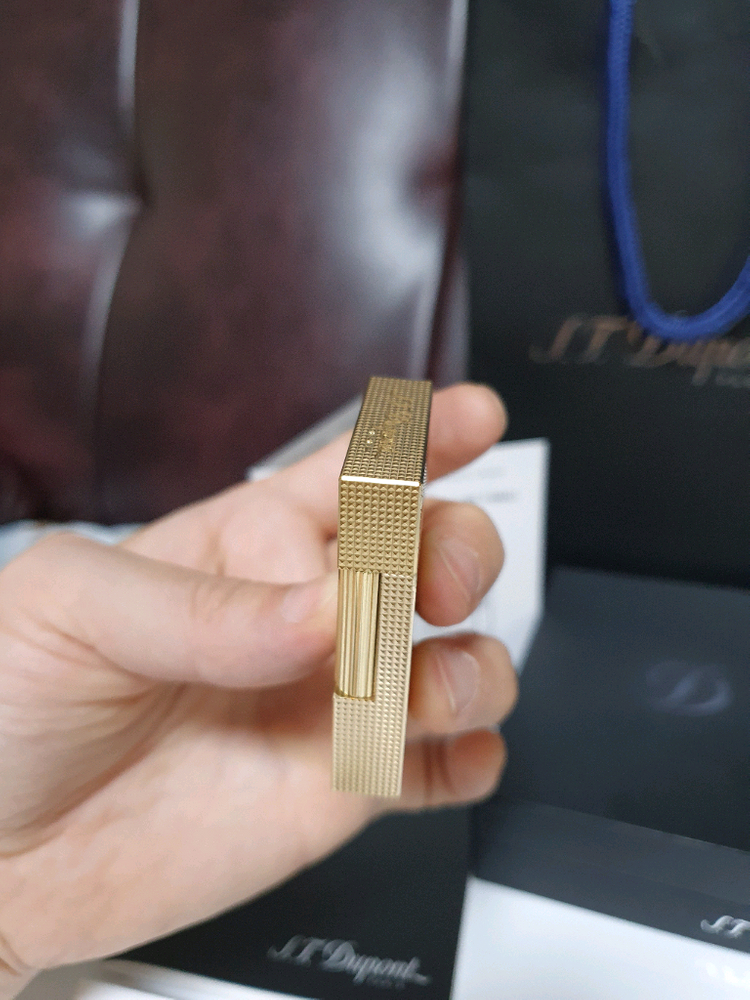 [새상품급,백화점판,풀세트] 듀퐁라이터 뉴 라인2 신형 ca18602PDD 옐로우골드 쌍불 듀퐁 라이타 이미지