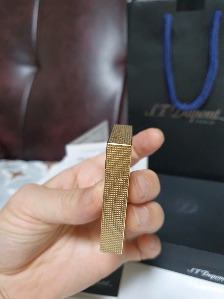 [새상품급,백화점판,풀세트] 듀퐁라이터 뉴 라인2 신형 ca18602PDD 옐로우골드 쌍불 듀퐁 라이타 이미지