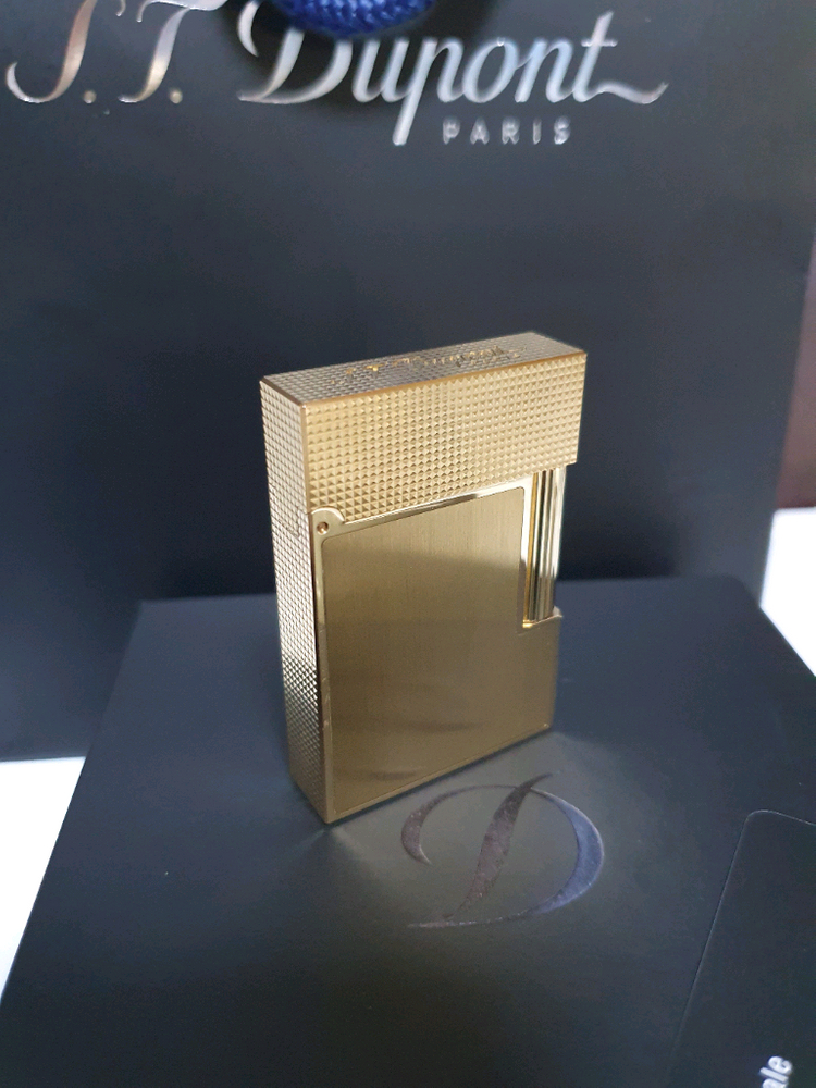 [새상품급,백화점판,풀세트] 듀퐁라이터 뉴 라인2 신형 ca18602PDD 옐로우골드 쌍불 듀퐁 라이타 이미지