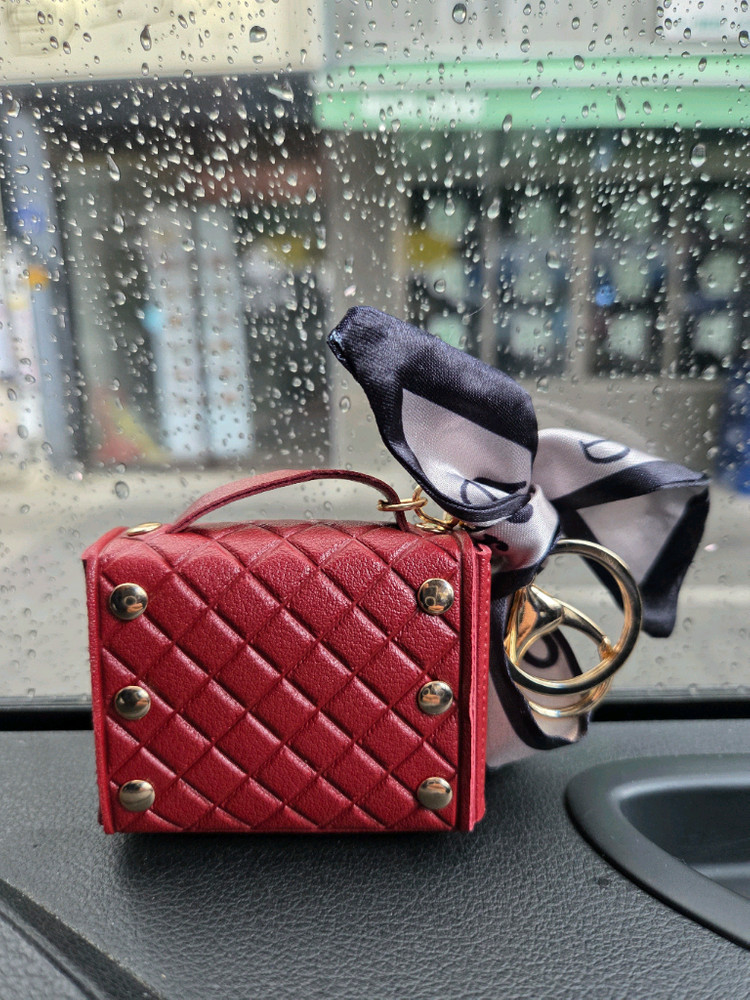 명품 스타일 미니 가방 키링,에어팟케이스 레드와인 이미지