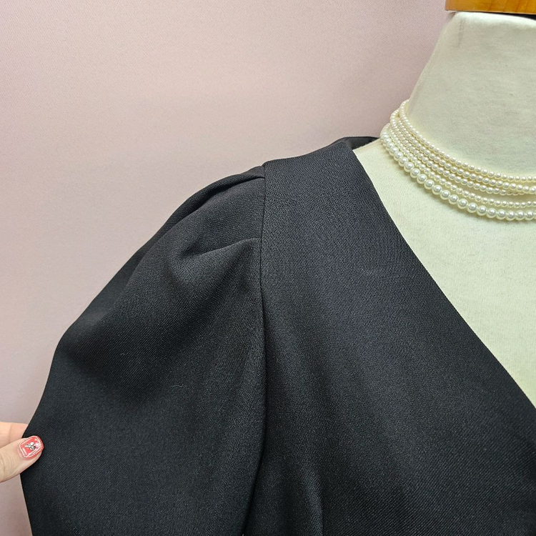 블랙 진주버튼 퍼프 롱원피스 예쁜 빅사이즈 이미지