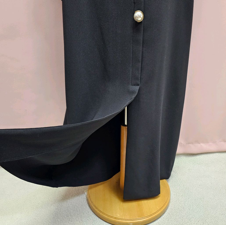 블랙 진주버튼 퍼프 롱원피스 예쁜 빅사이즈 이미지