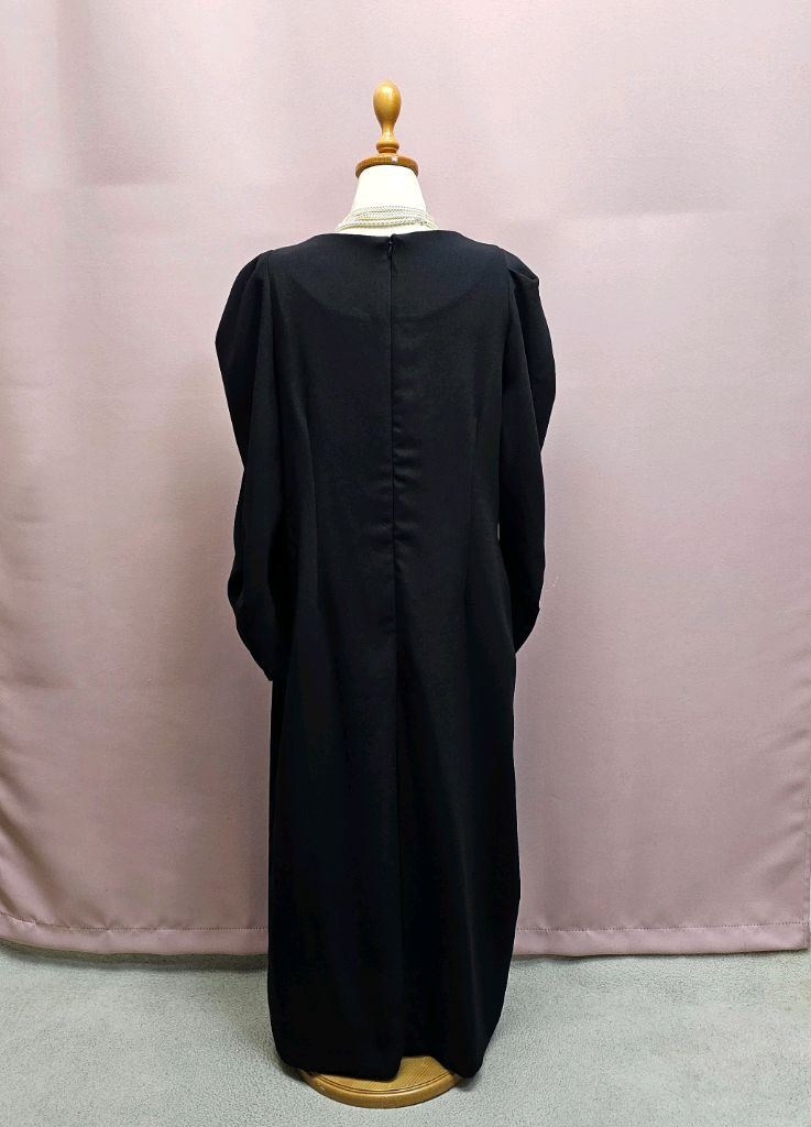 블랙 진주버튼 퍼프 롱원피스 예쁜 빅사이즈 이미지