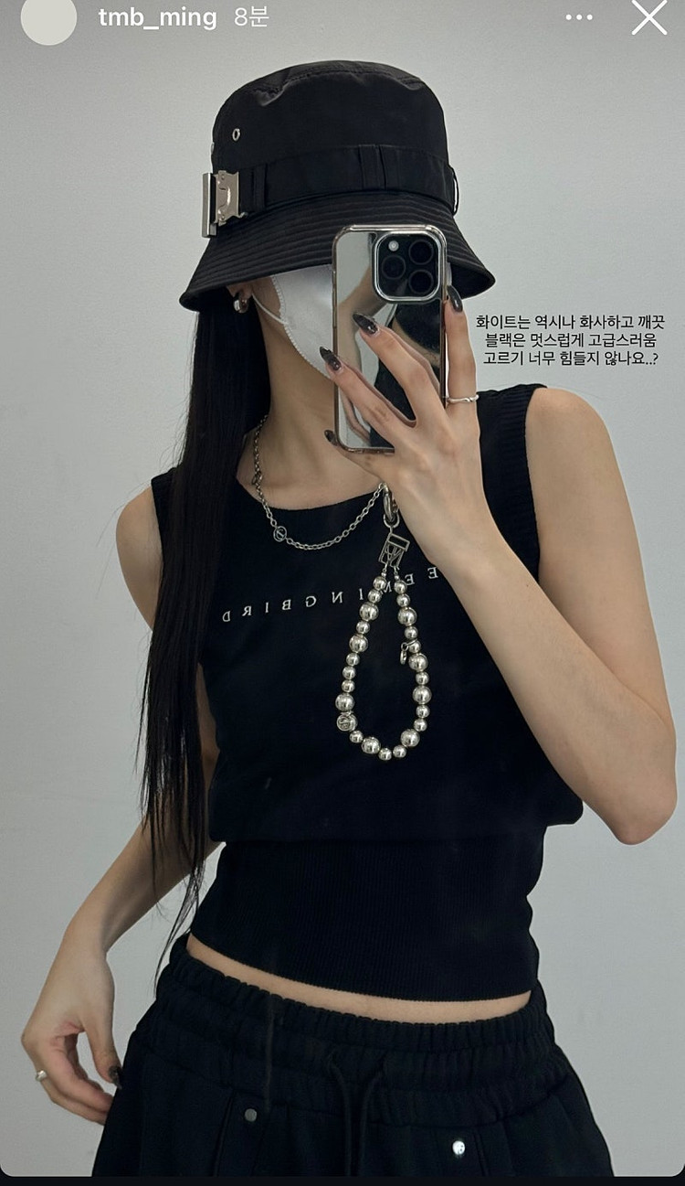 새상품)트리밍버드 메탈 버클 버킷햇 모자 블랙 이미지