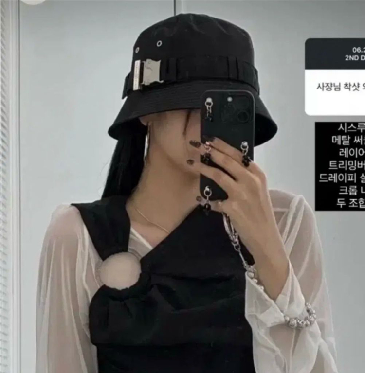 새상품)트리밍버드 메탈 버클 버킷햇 모자 블랙 이미지