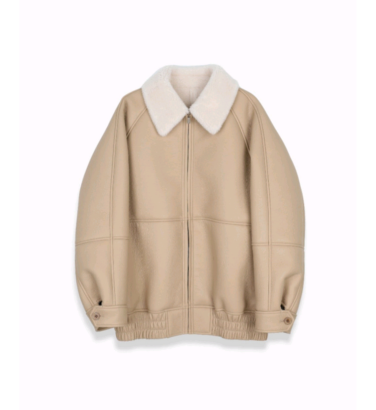 마이아이코 램스 울 보머 무스탕 자켓 베이지 판매합니다.미개봉 새상품! 이미지