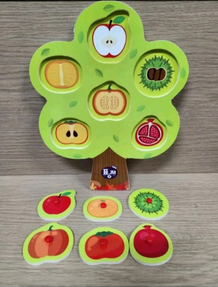 [새제품] 가을열매...도형끼우기 퍼즐...창의교구(나무 원목 목각) 이미지