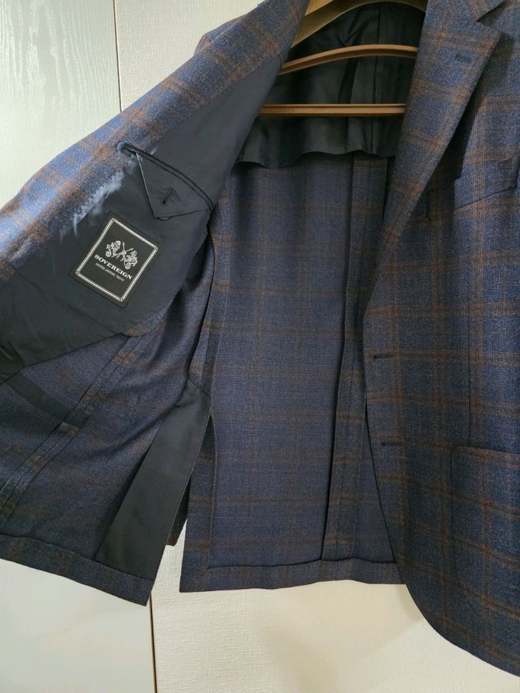 소버린 다크네이비x브라운 체크 홉색 스포츠코트 / (클래식마켓 맨온더분 수트서플라이 링자켓 랜덤워크) 이미지