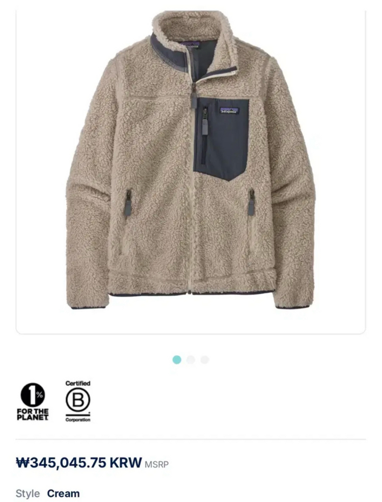 파타고니아 클래식 레트로 자켓XS(정가329000) 이미지