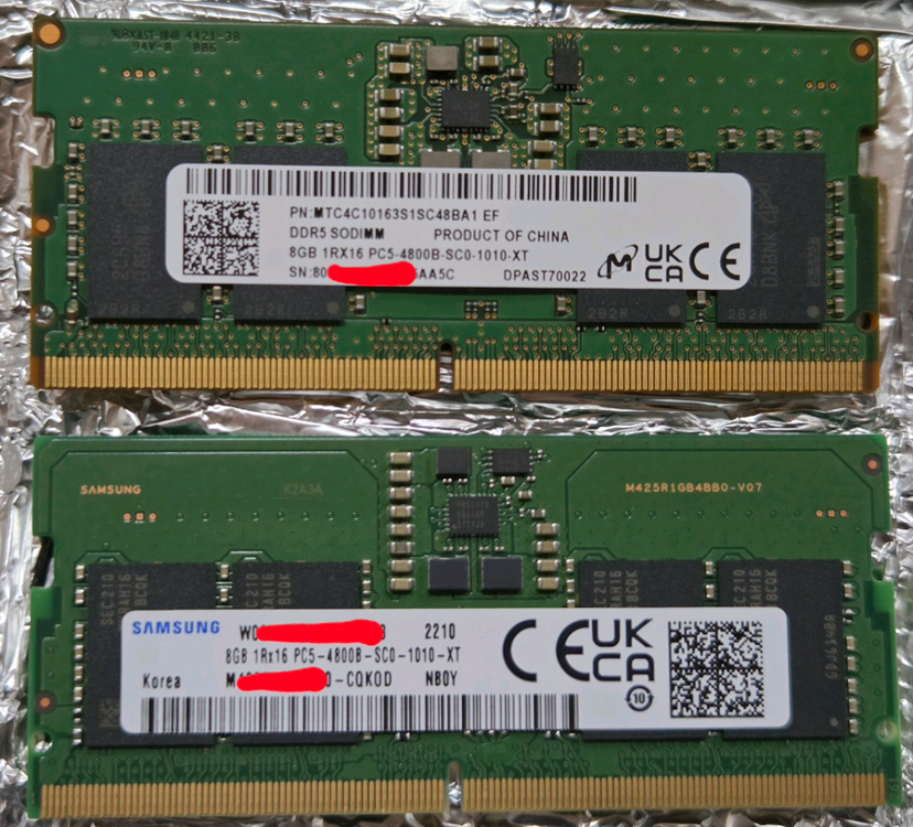노트북용 DDR5 8GB 4800 메모리 총3개, 가격은 1개 가격 입니다. 이미지
