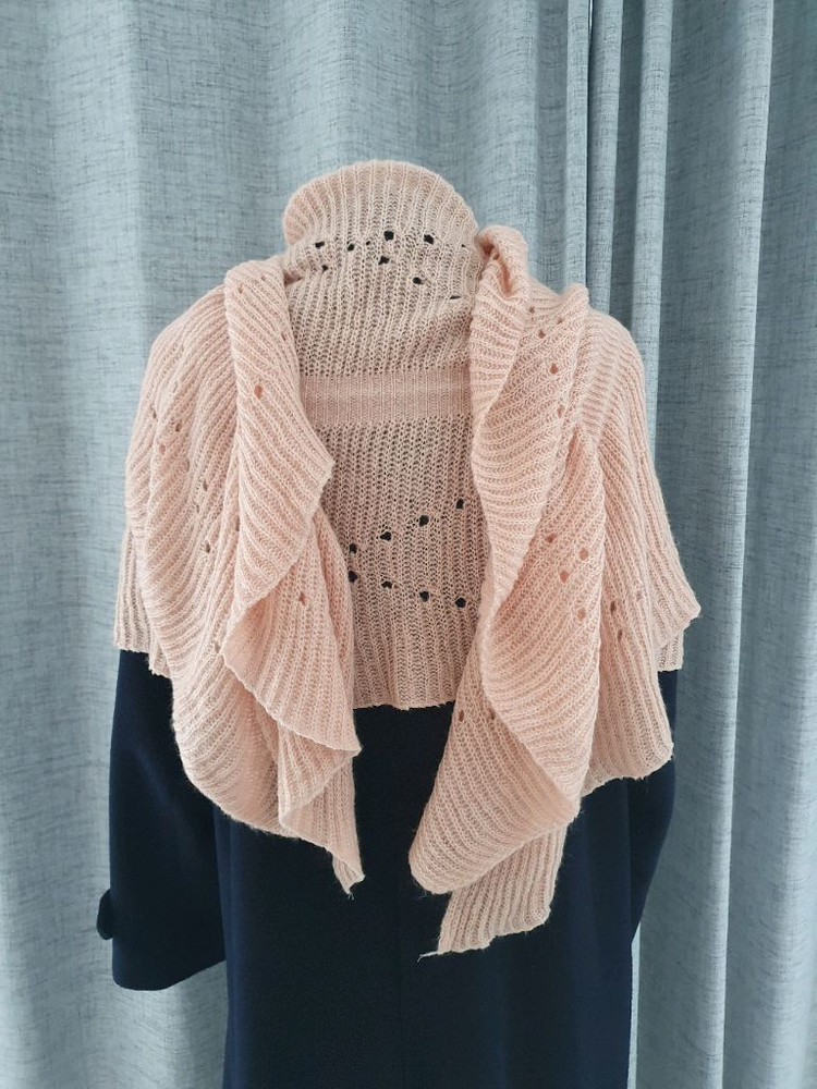 (상태좋음)핑크 니트 롱 목도리겸 숄, 머플러 이미지