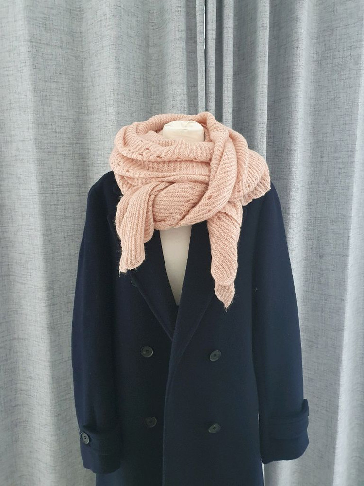 (상태좋음)핑크 니트 롱 목도리겸 숄, 머플러 이미지