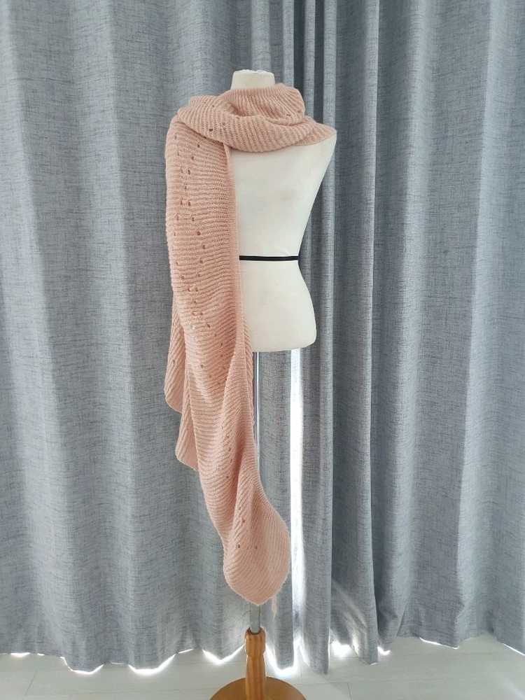 (상태좋음)핑크 니트 롱 목도리겸 숄, 머플러 이미지