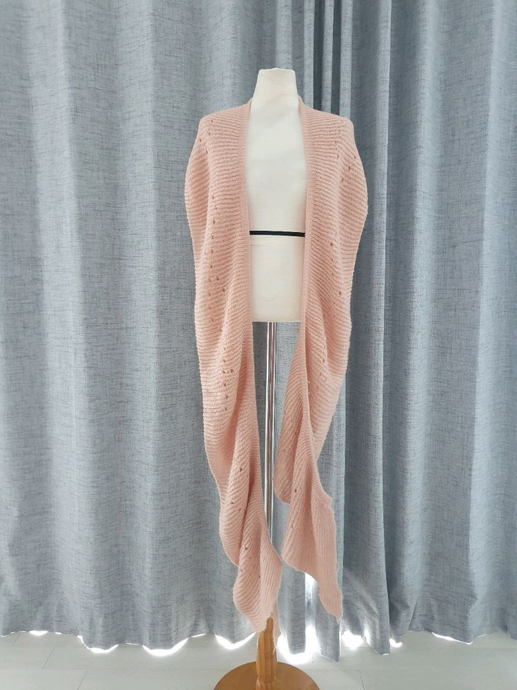(상태좋음)핑크 니트 롱 목도리겸 숄, 머플러 이미지