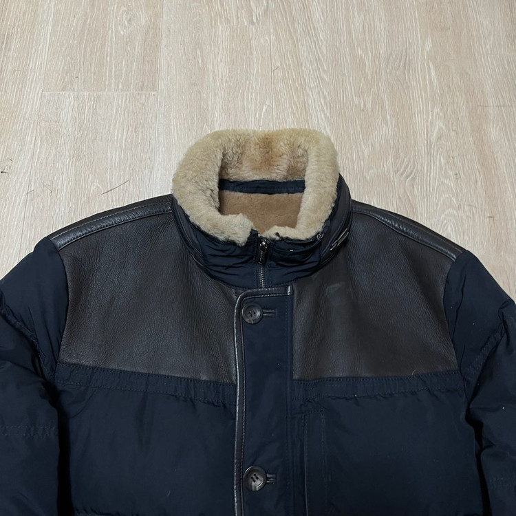 헤지스 남성 양가죽 배색 구스다운 패딩 점퍼 XL/105 이미지