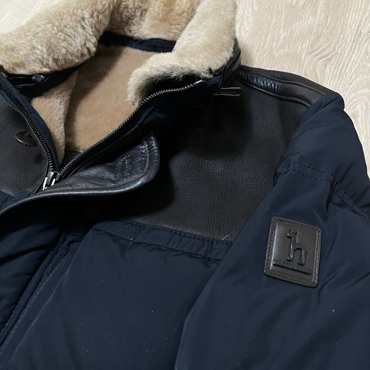 헤지스 남성 양가죽 배색 구스다운 패딩 점퍼 XL/105 이미지