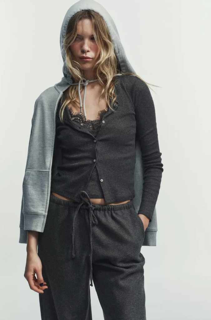 자라 레이스 콤비 탑 재킷 가디건 (먹색/S 사이즈) 이미지