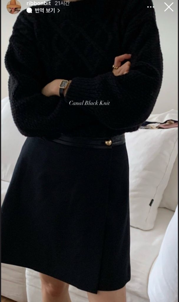 리본빛 모네마켓 블랙 카날 니트 이미지