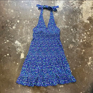 S) ZARA 자라 플라워 패턴 홀터넥 쉬폰 셔링주름 원피스 이미지