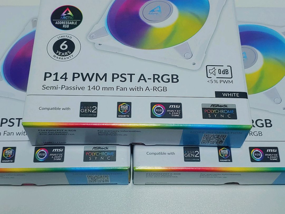 arctic p14 pwm pst argb 화이트 팬 2개 팝니다 이미지