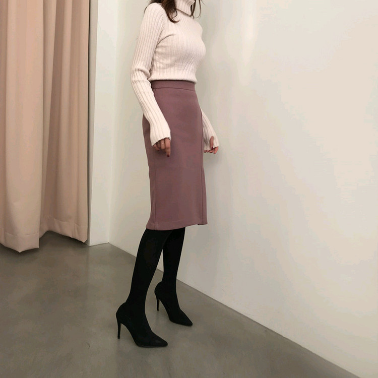 모직 H라인 옆트임 치마 하객 정장 이미지