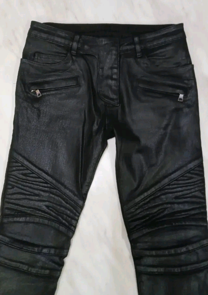 [이태리 정품] 발망 유광 블랙 팬츠 바이커진 청바지 바지 28 인찌 (아미리 디스쿼어드2) 이미지