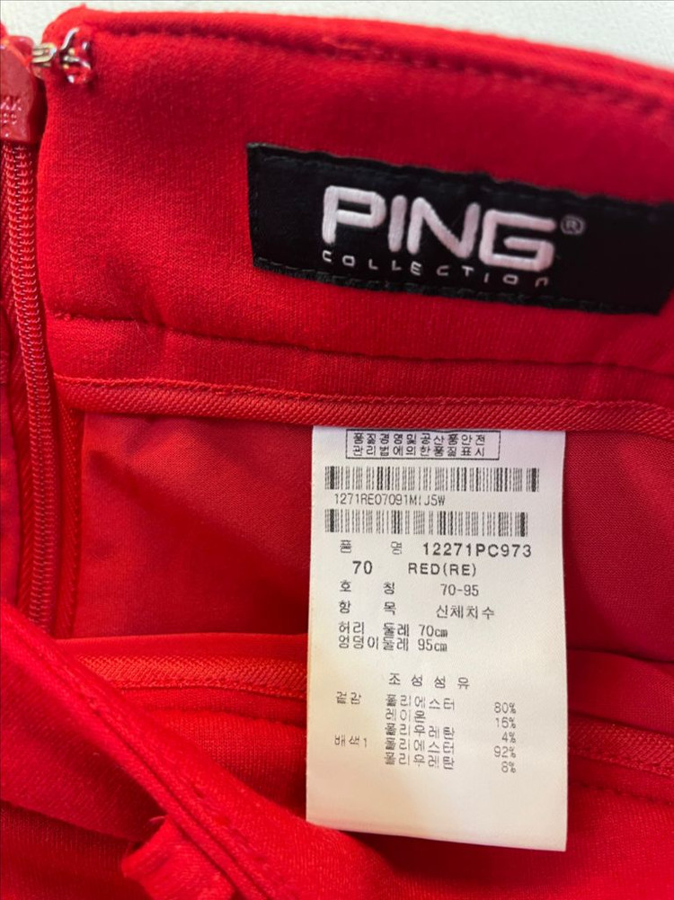 PING 핑 골프스커트70 골프치마70 골프웨어:) 레드스커트 빨간치마 이미지