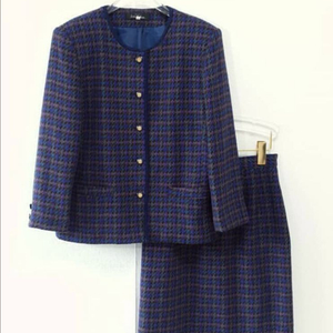 일본 빈티지 셋업 빈티지 트위드 자켓 스커트 투피스 로로빈티지 퍼플트위드 트위드투피스 이미지