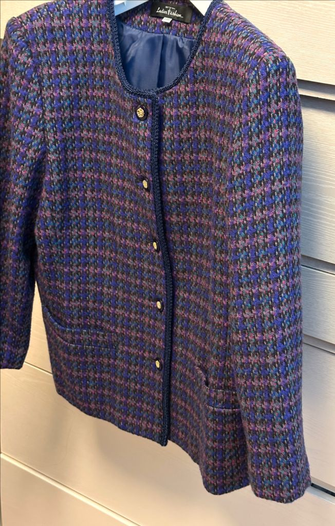 일본 빈티지 셋업 빈티지 트위드 자켓 스커트 투피스 로로빈티지 퍼플트위드 트위드투피스 이미지