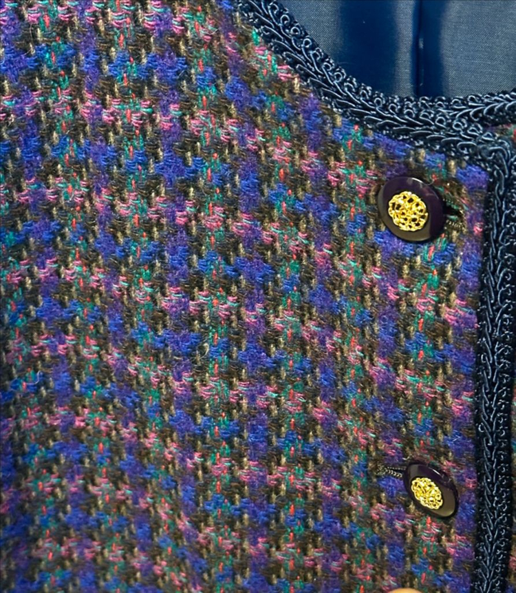 일본 빈티지 셋업 빈티지 트위드 자켓 스커트 투피스 로로빈티지 퍼플트위드 트위드투피스 이미지