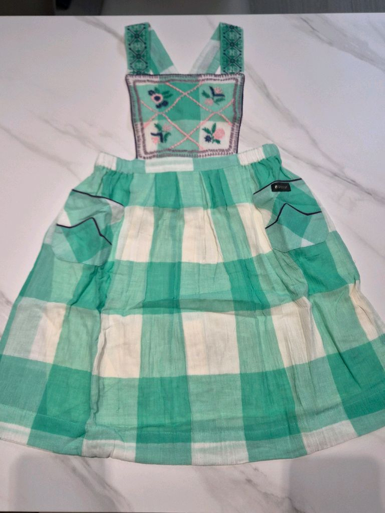 (새상품)봉주르다이어리 민트체크 에이프런원피스 10y 이미지