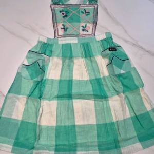 (새상품)봉주르다이어리 민트체크 에이프런원피스 10y 이미지