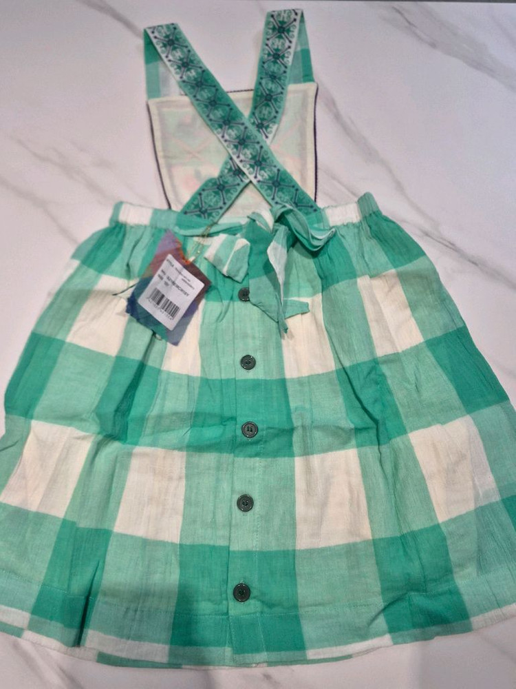 (새상품)봉주르다이어리 민트체크 에이프런원피스 10y 이미지